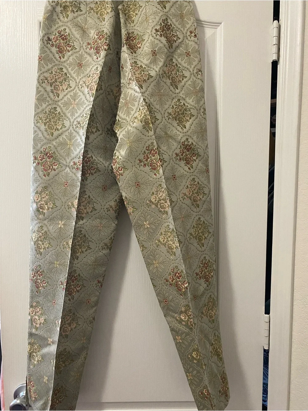 Connie Roberson Metallic Broquard Jacquard Art to Wear Pants Tapestry Damask 6